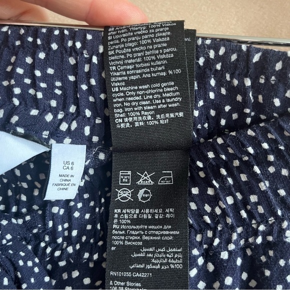 Other Stories Wide Leg Pants Ankle Polka Dot Speckled Navy Blue in 6 - Picture 10 of 14